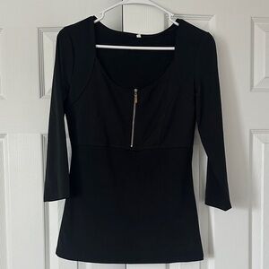 Elegant Black Women's Top with Zipper